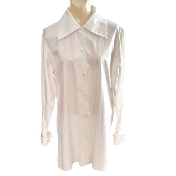 Printemps France Z Victory White Cotton Neapolitan Cuff Puritan Collar Blouse - Picture 7 of 16